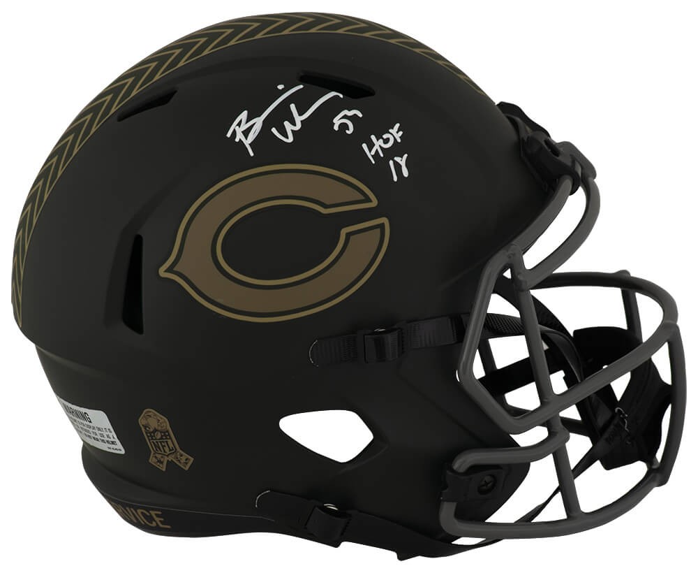 Brian Urlacher Signed Bears SALUTE 2025 Riddell F/S Rep Helmet w/HOF'18 (SS COA)