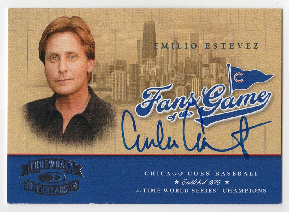 EMILIO ESTEVEZ SIGNED 2004 DONRUSS THREADS FANS OF THE GAME CARD #201 – (SS COA) COLLECTIBLE MEMORABILIA