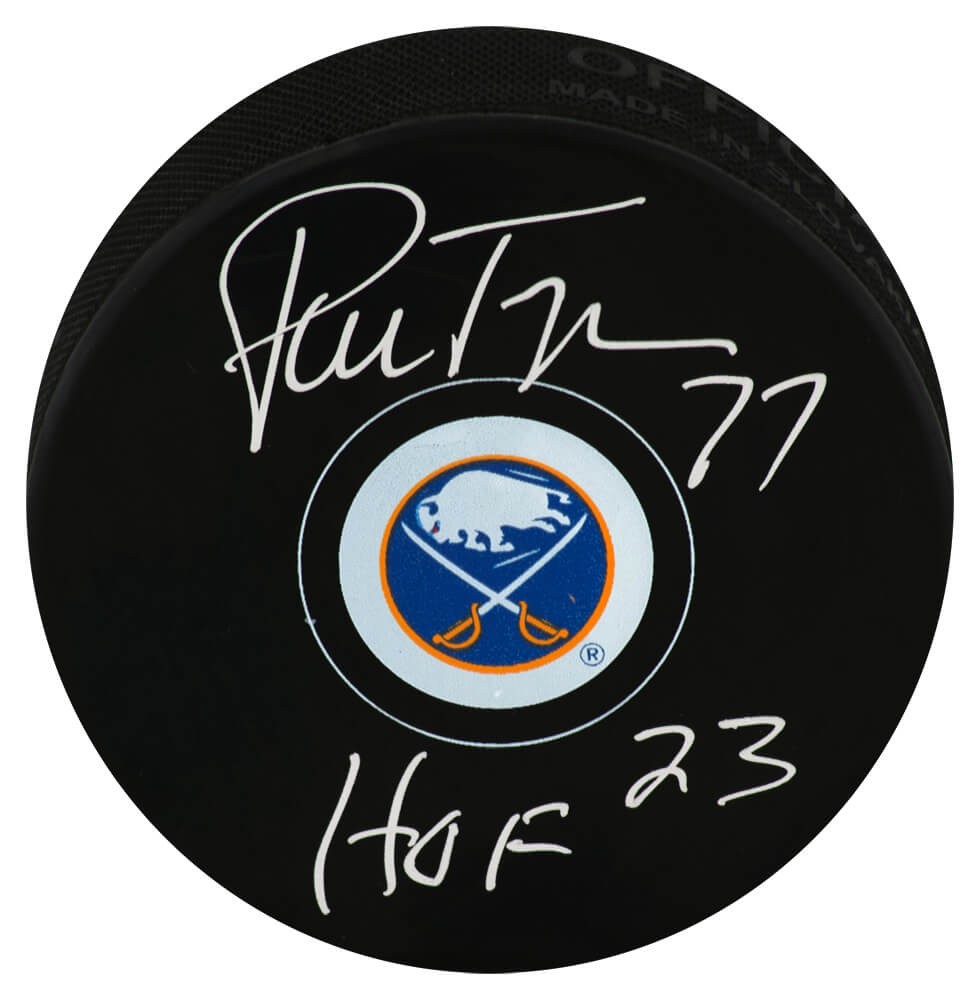 Pierre Turgeon Signed New York Islanders Medium Logo Hockey Puck -(SCHWARTZ COA)