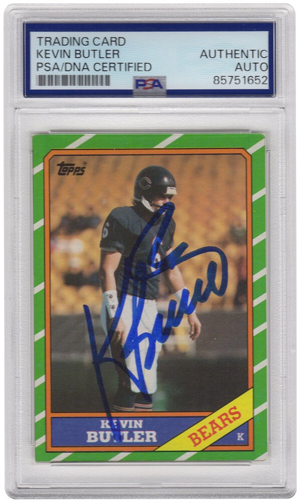 Kevin Butler Signed Bears 1986 Topps Rookie Football Trading Card #18 -(PSA/DNA)