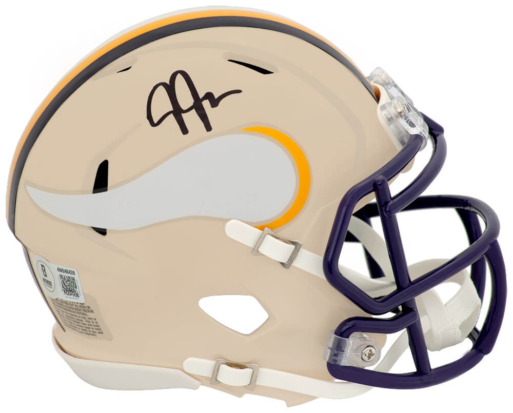 Justin Jefferson Signed Vikings RETRO Riddell Speed Mini Helmet - (BECKETT COA)