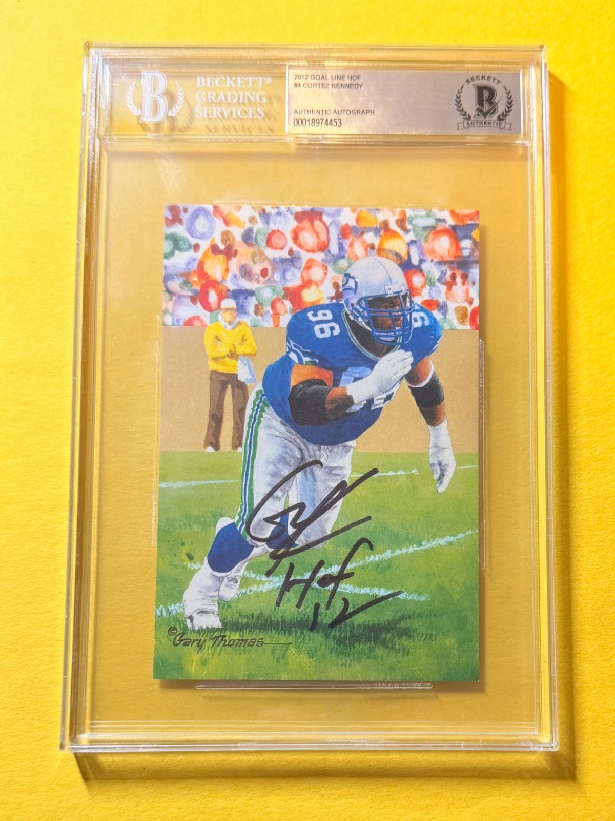 2012 GOAL LINE HOF CORTEZ KENNEDY #4 SIGNED ART BECKETT AUTHENTIC 