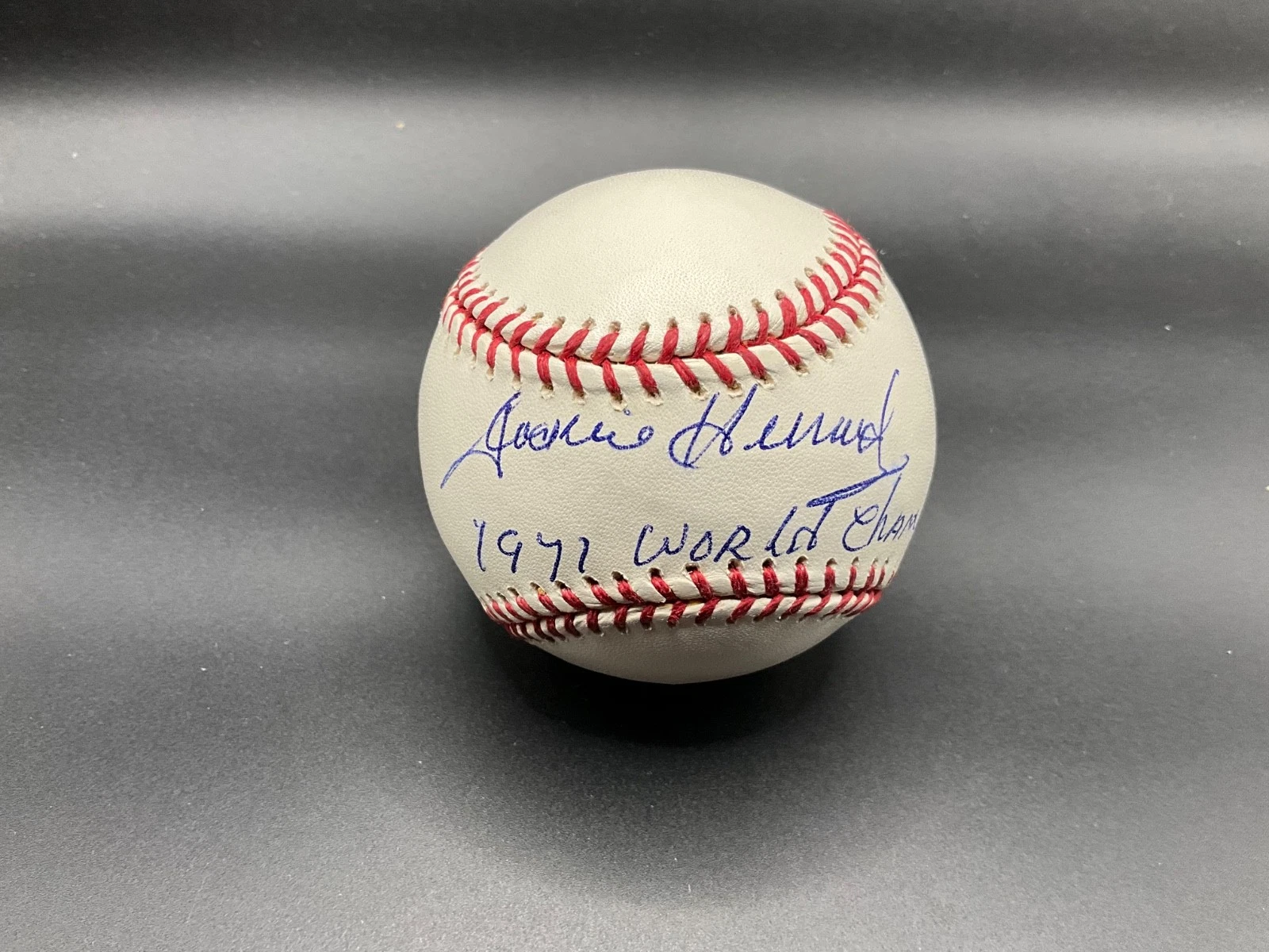 Jackie Hernandez Signed Baseball Inscribed 1971 World Champs Pirates Beckett RIP
