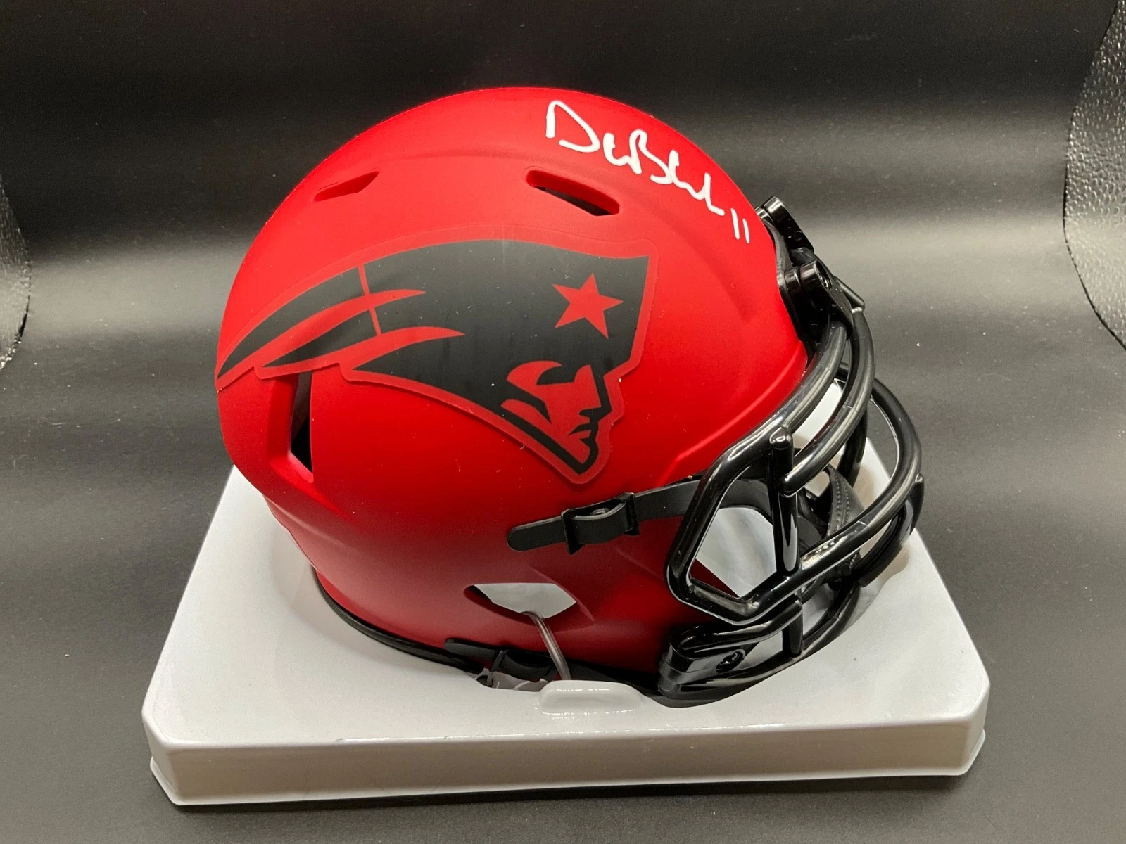 Drew Bledsoe signed Patriots Riddell Rave Authentic nfl mini helmet JSA Holo