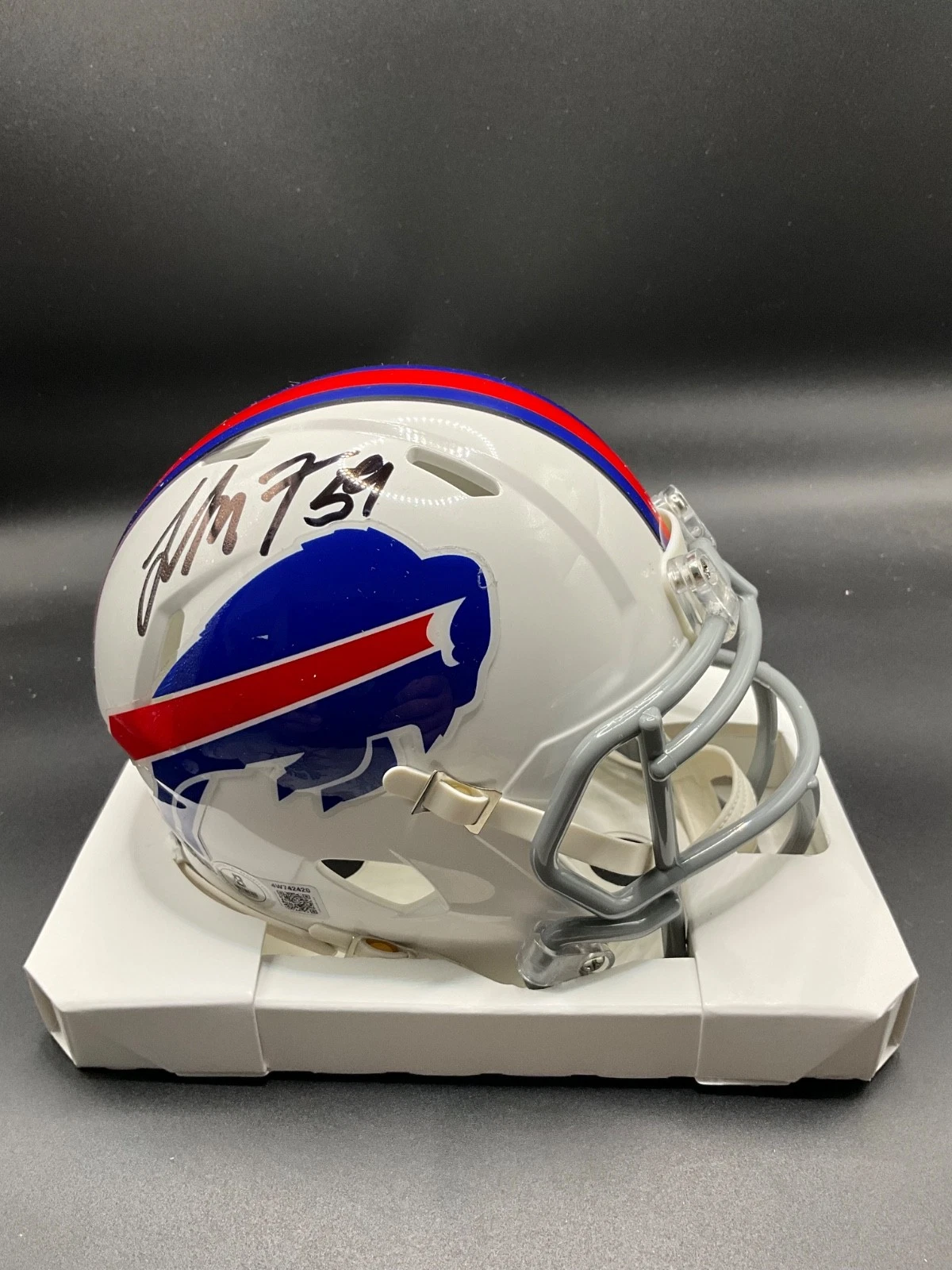 London Fletcher signed Buffalo Bills Riddell Speed Mini Helmet Beckett Auto