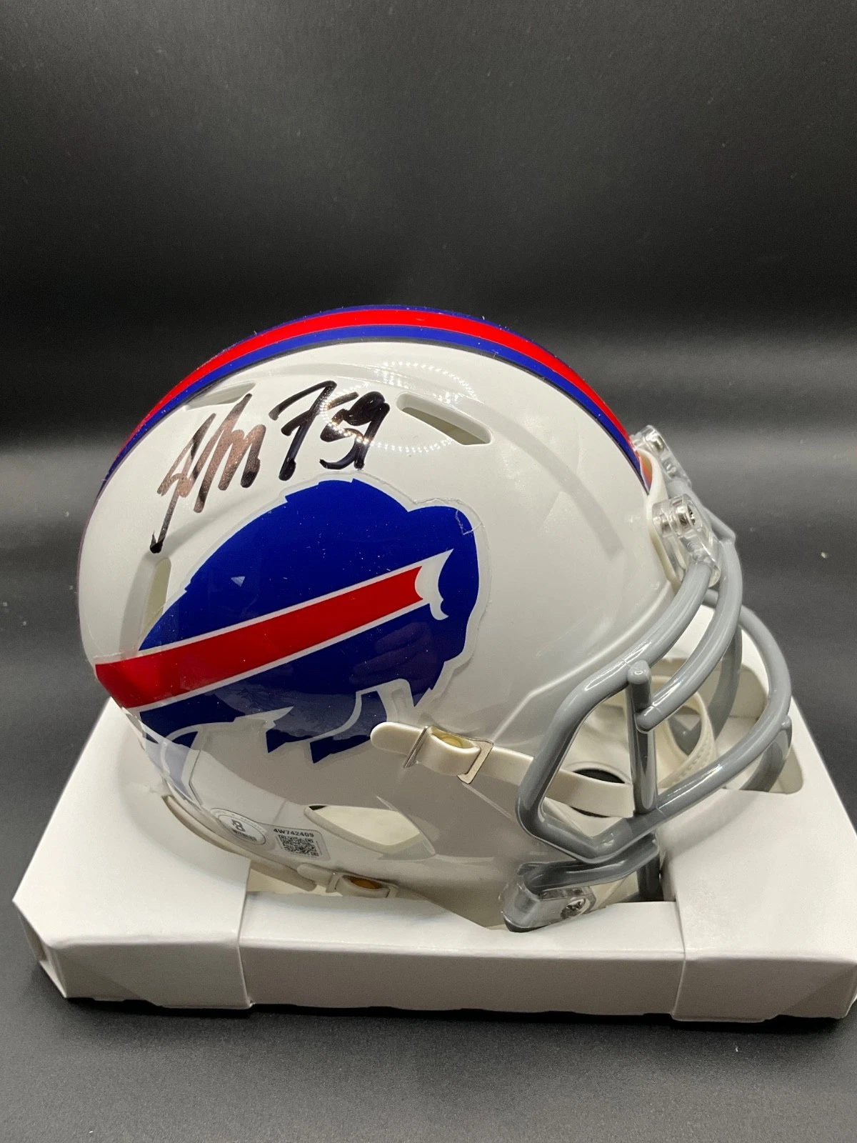 London Fletcher signed Buffalo Bills Riddell Speed Mini Helmet Beckett Auto
