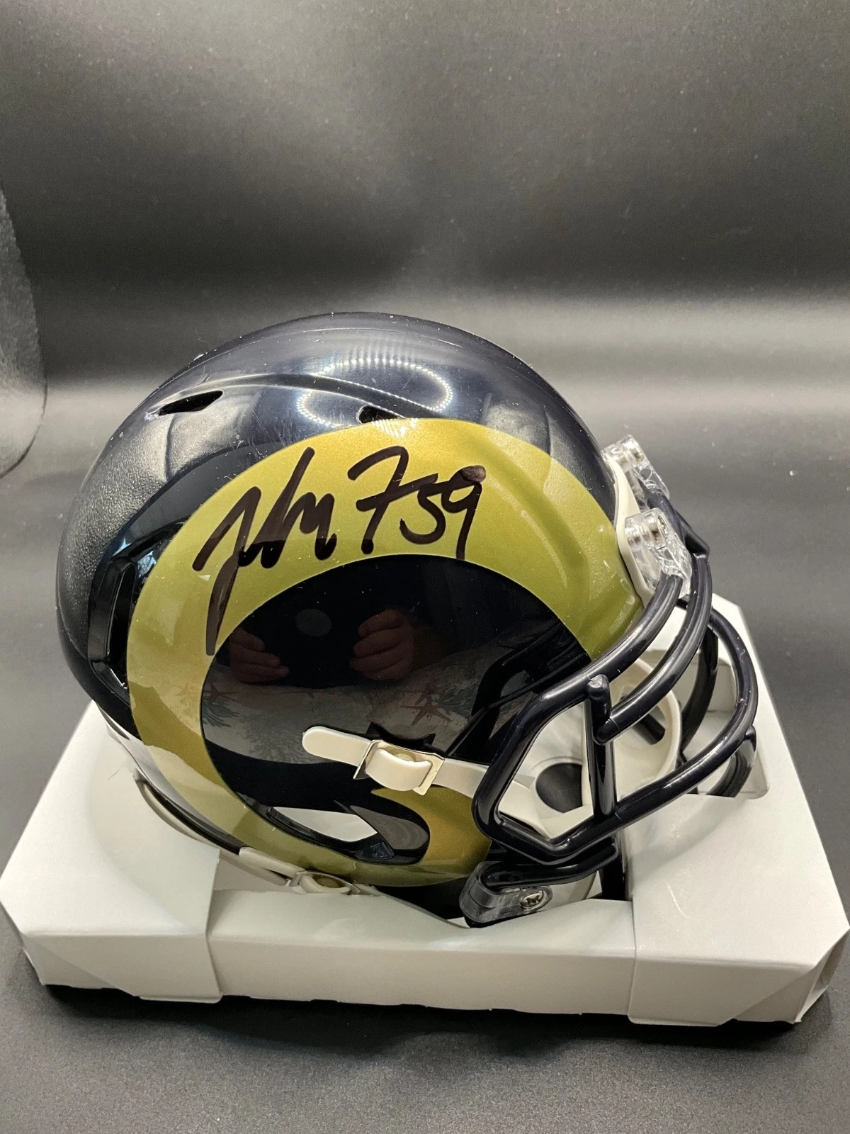 London Fletcher signed Los Angeles Rams Speed Flex Mini Helmet Beckett Auto
