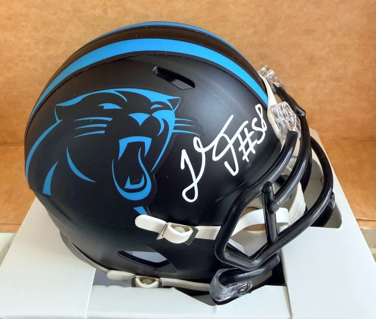 THOMAS DAVIS PANTHERS SIGNED ALTERNATE MINI HELMET BECKETT