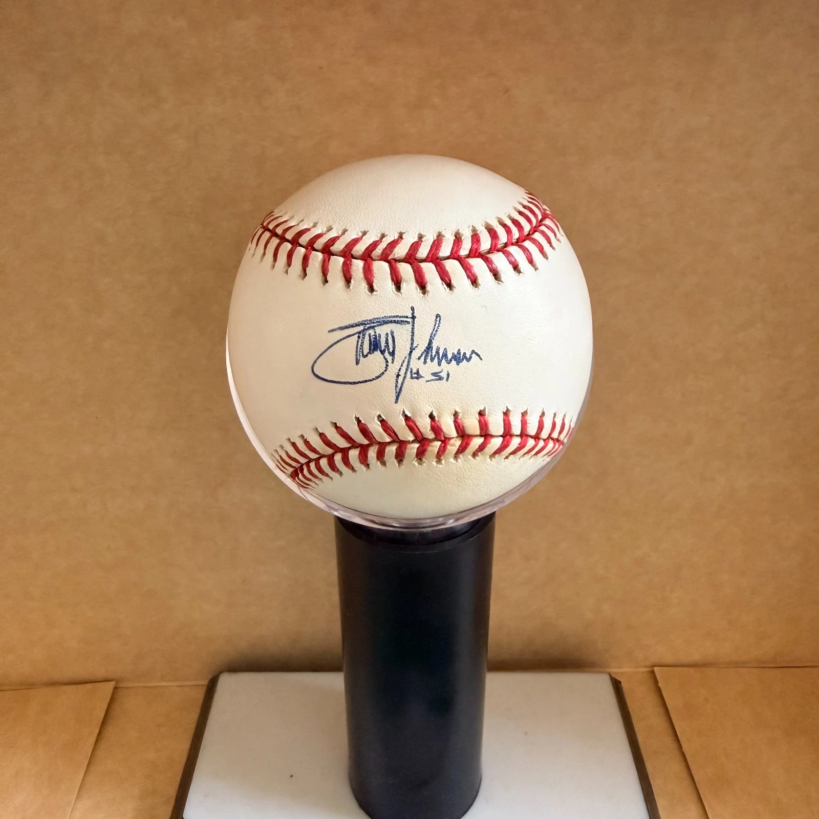 RANDY JOHNSON YANKEES/MARINERS  SIGNED AUTOGRAPHED A.L. BASEBALL BECKETT AUTH
