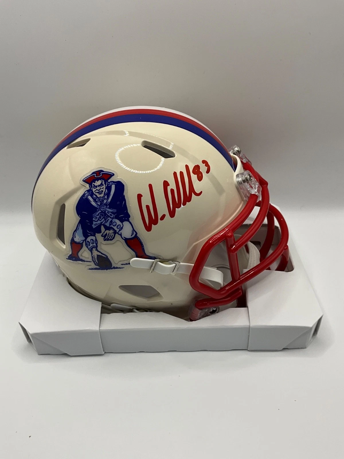 WES WELKER NEW ENGLAND PATRIOTS SIGNED RETRO SPEED MINI HELMET JSA