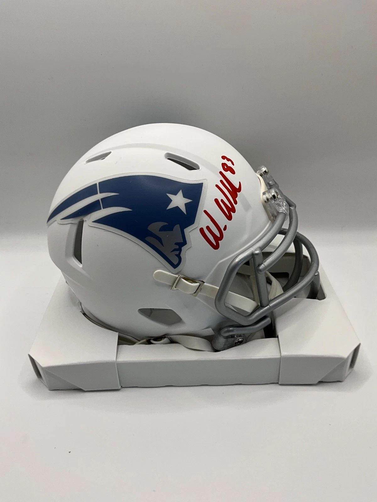 WES WELKER NEW ENGLAND PATRIOTS SIGNED RIVALRIES COLLECTION MINI HELMET JSA
