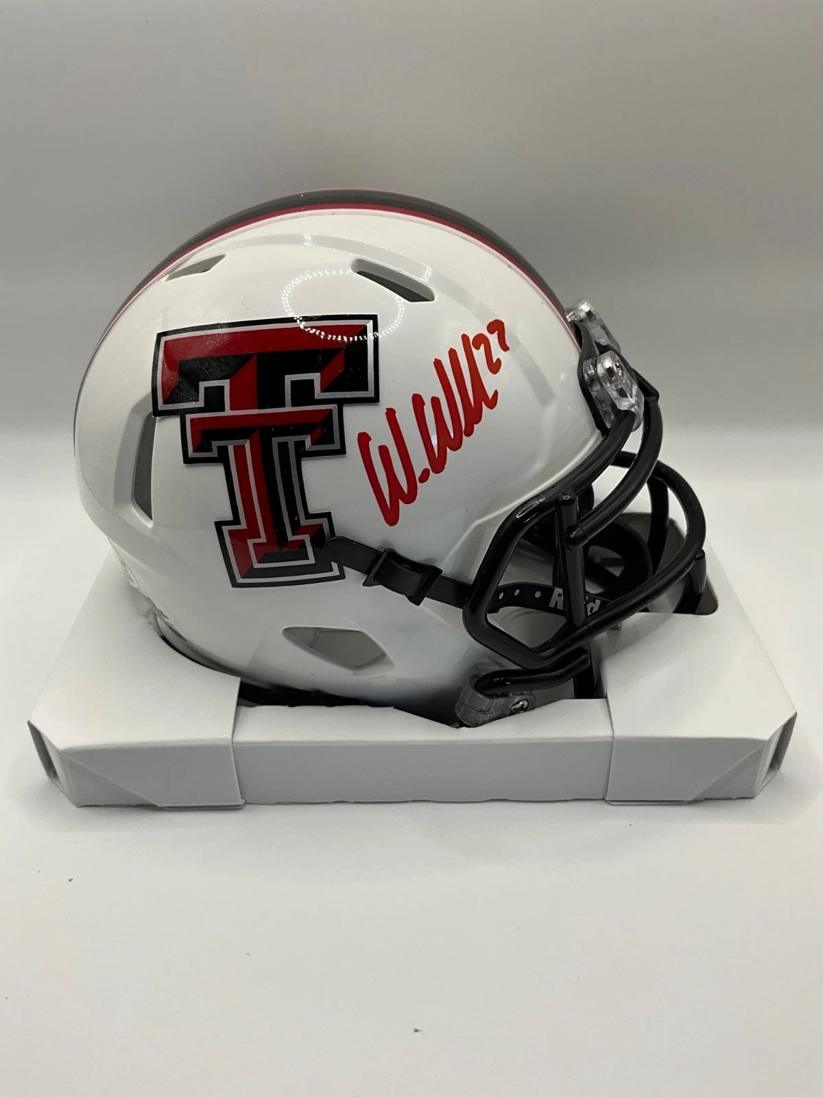 WES WELKER TEXAS TECH RED RAIDERS SIGNED SPEED MINI HELMET JSA