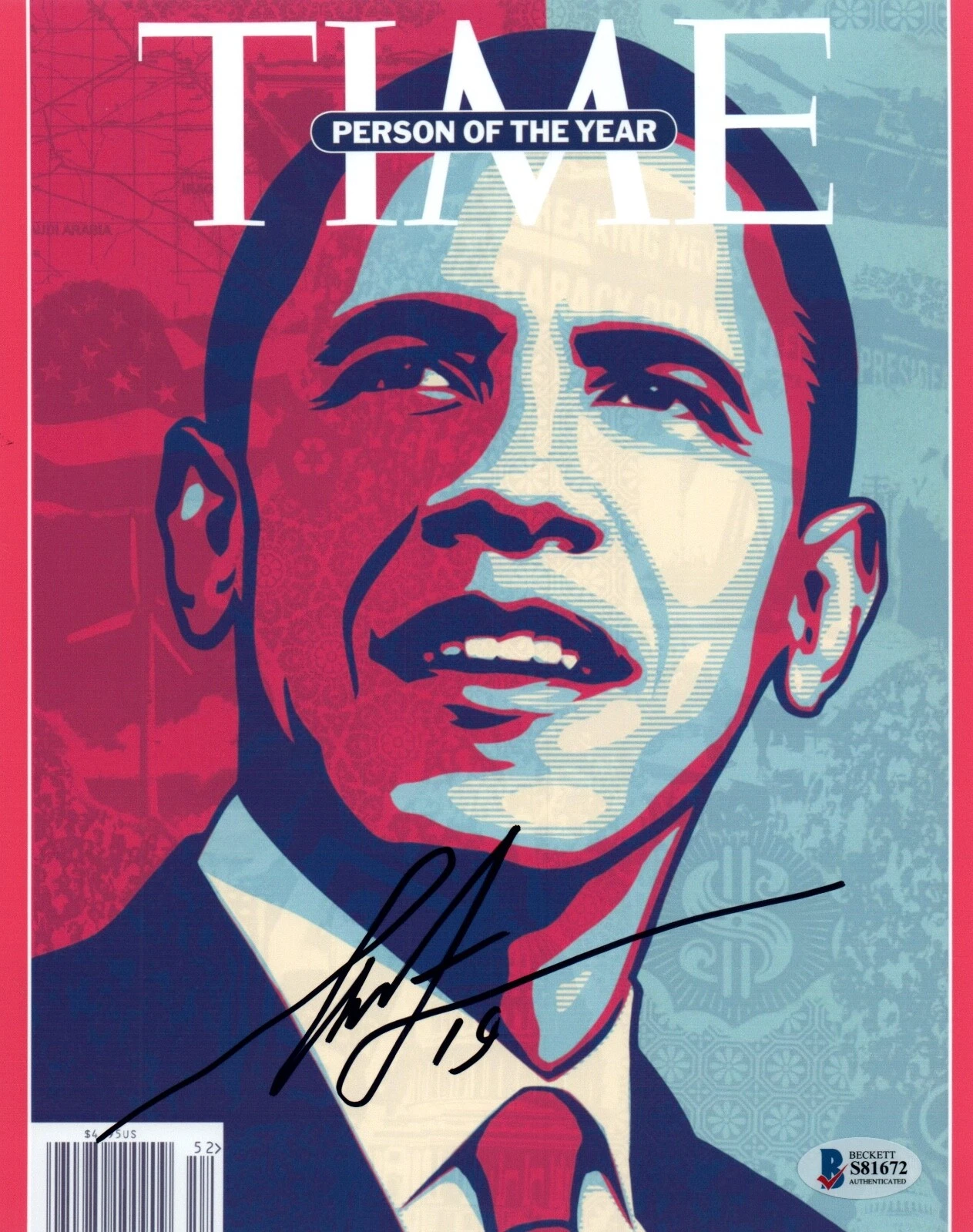 Shepard Fairey Signed Autograph 8x10 Photo Print Time Hope Barack Obama BAS COA