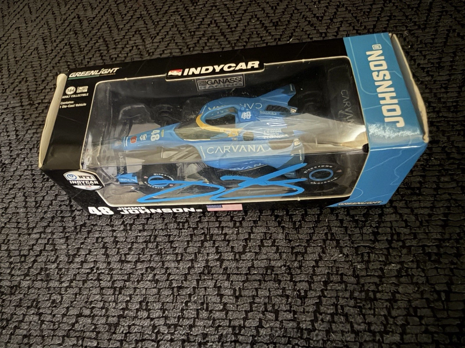 Indianapolis 500 1:64 DieCast Signed Mario Jimmie Johnson Indy Car NASCAR