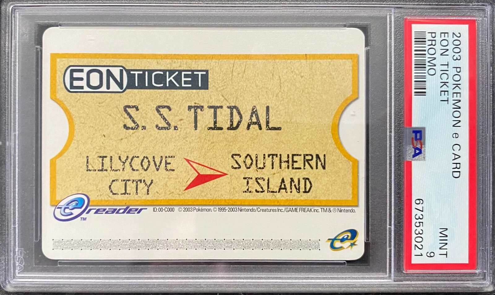 2003 Pokemon e Card Promo SS Tidal EON Ticket PSA 9