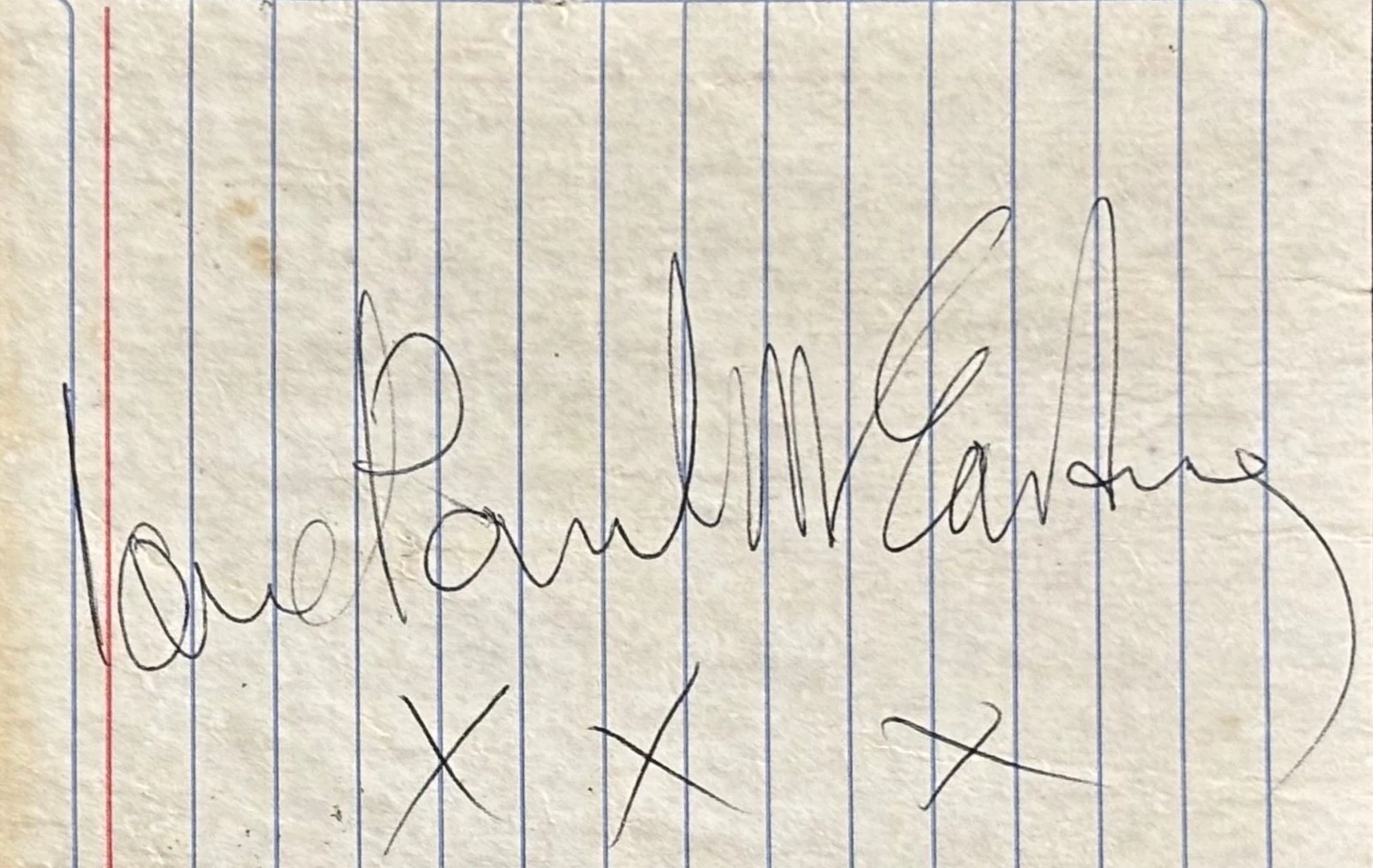 Paul McCartney Signed 2.5x4 Beatles Era c. 1969 Album Page Beckett BAS LOA