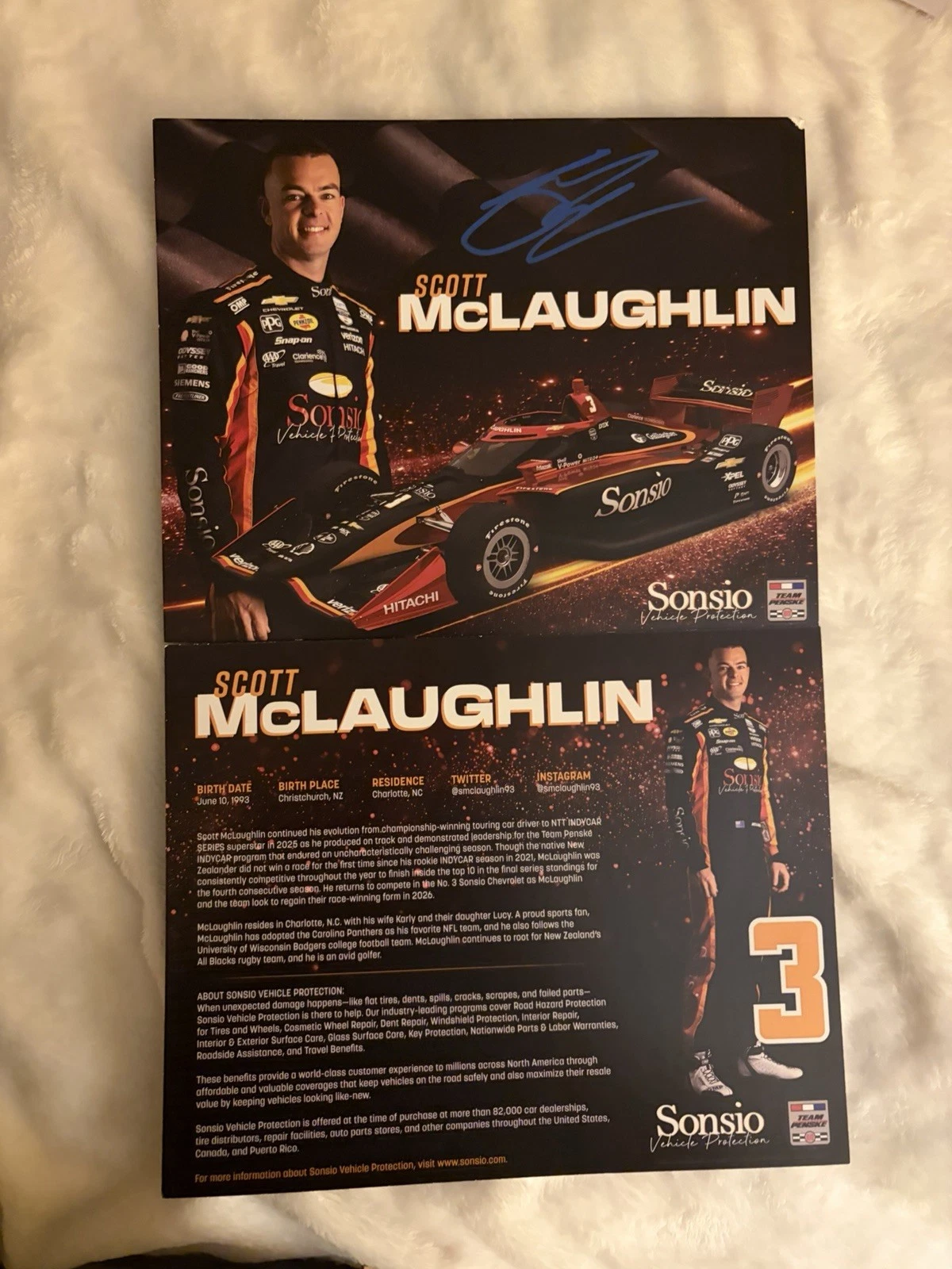 Scott McLaughlin 2026 Indy 500 Signed Car Promo Hero Card Indianapolis