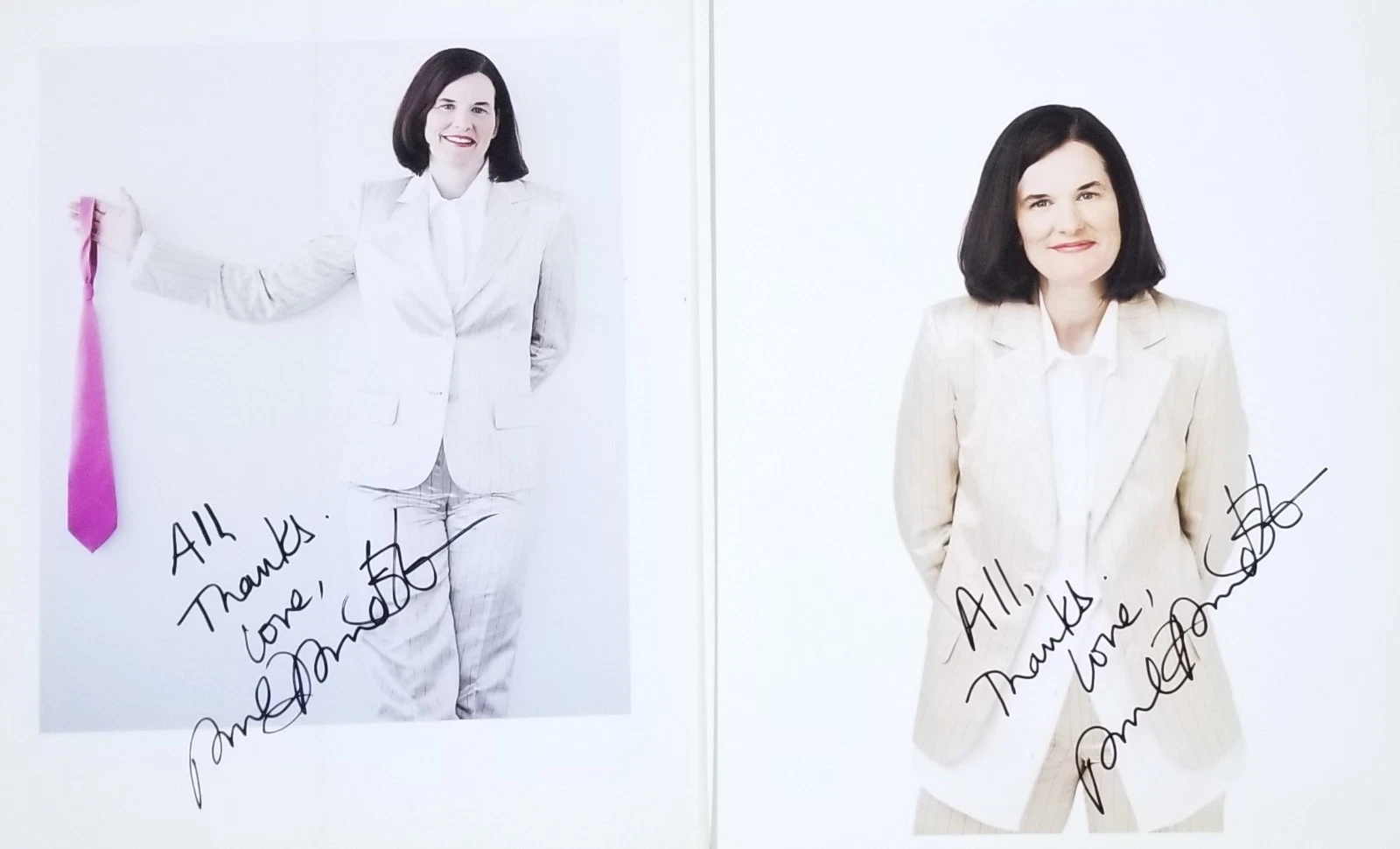 Paula Poundstone REAL hand SIGNED Lot of Two 8x10