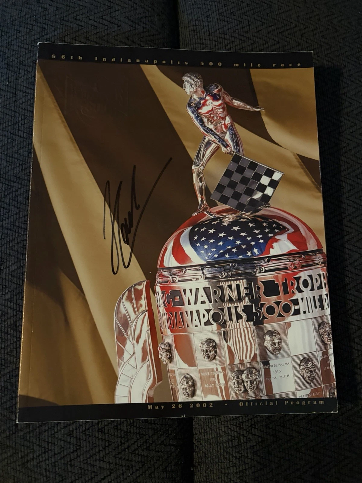 2002 Indy 500 Program Signed By Winner Helio Castroneves Autograph Indianapolis