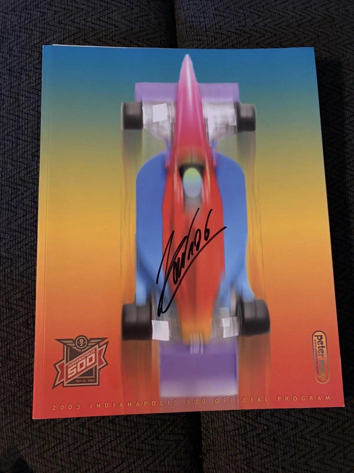 2003 Indy 500 Program Signed By Pole Winner Helio Castroneves Indianapolis