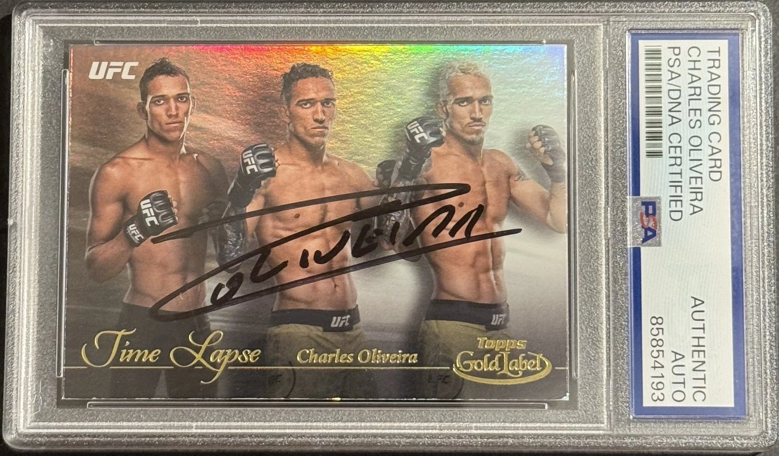 Charles Oliveira Signed Auto 2024 Topps Gold Label Time UFC Card PSA/DNA Slab