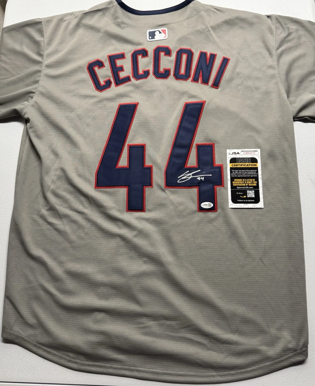 Slade Cecconi Signed Autographed Cleveland Guardians Jersey JSA COA