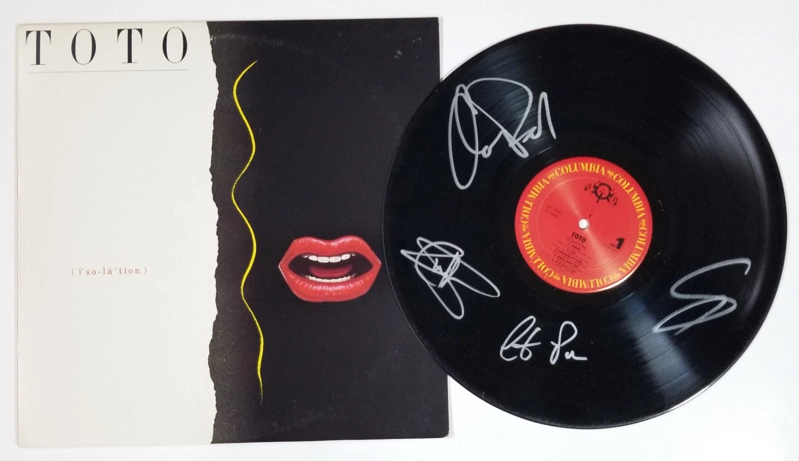 Toto band hand SIGNED Isolation Vinyl Record COA Autograph Lukather Porcaro +2