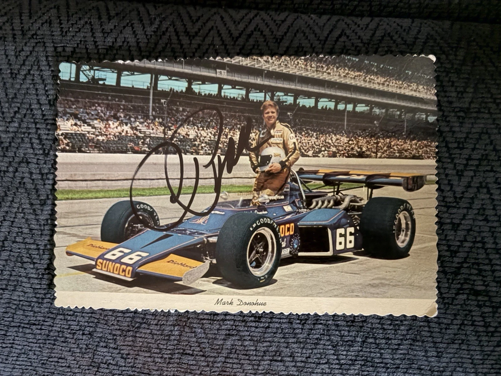 Roger Penske Signed Indianapolis Indy 500 Vintage Post Card Mark Donohue 1972