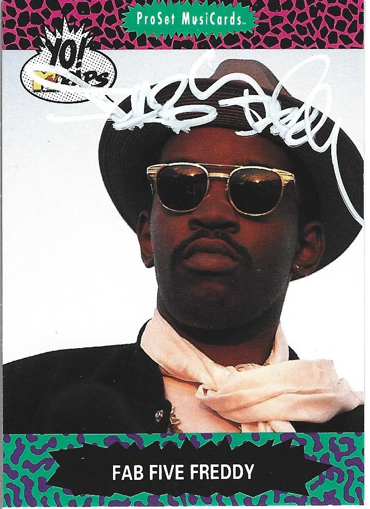 Fab Five Freddy REAL hand SIGNED 1991 Yo! MTV Raps Trading Card #1 COA Autograph