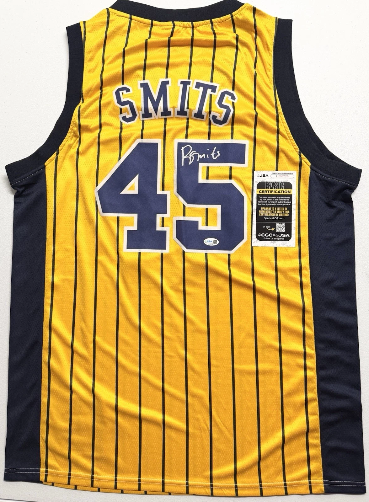 Rik Smits Signed Autographed Indiana Pacers Throwback Jersey JSA COA
