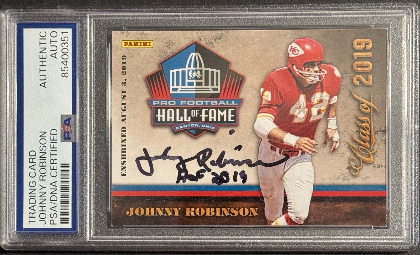 Johnny Robinson Signed Autographed 2019 Panini Hall Of Fame Card Chiefs PSA/DNA