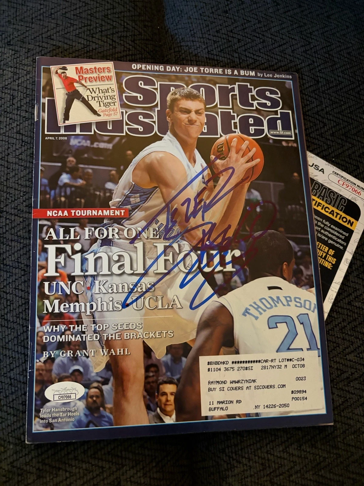 Tyler Hansbrough signed Sports Illustrated JSA Authentication COA Psycho T UNC