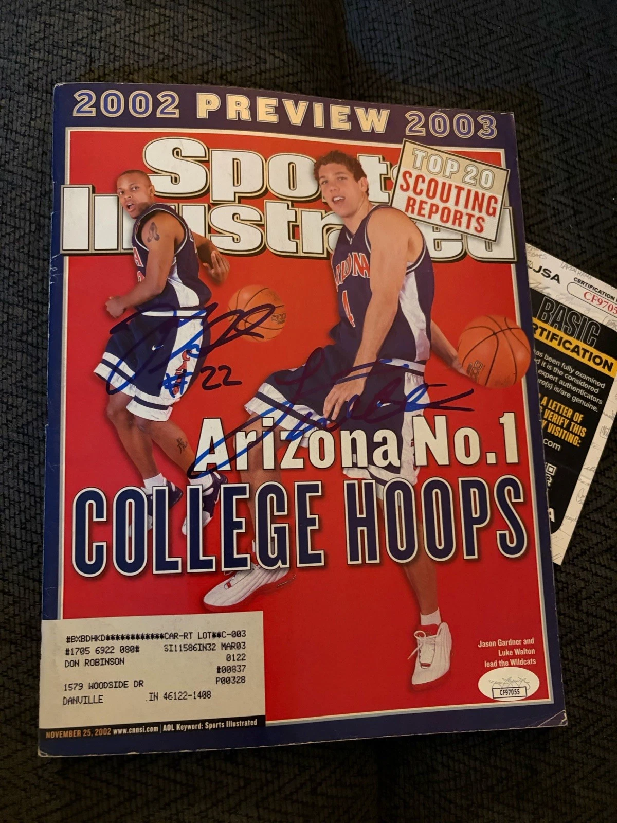 Jason Gardner & Luke Walton signed Sports Illustrated JSA Authenticated COA