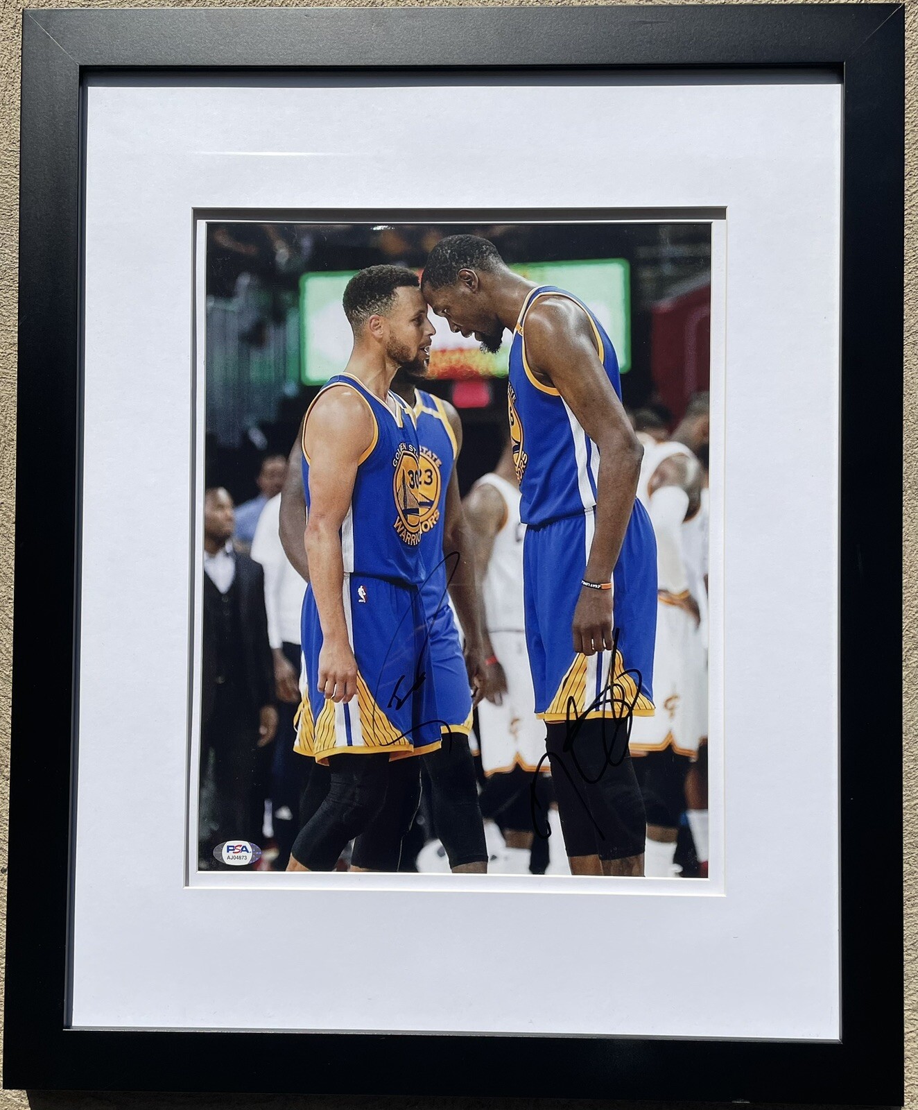 PSA/DNA Warriors STEPHEN CURRY KEVIN DURANT Autographed FRAMED 11x14 Photo AUTO