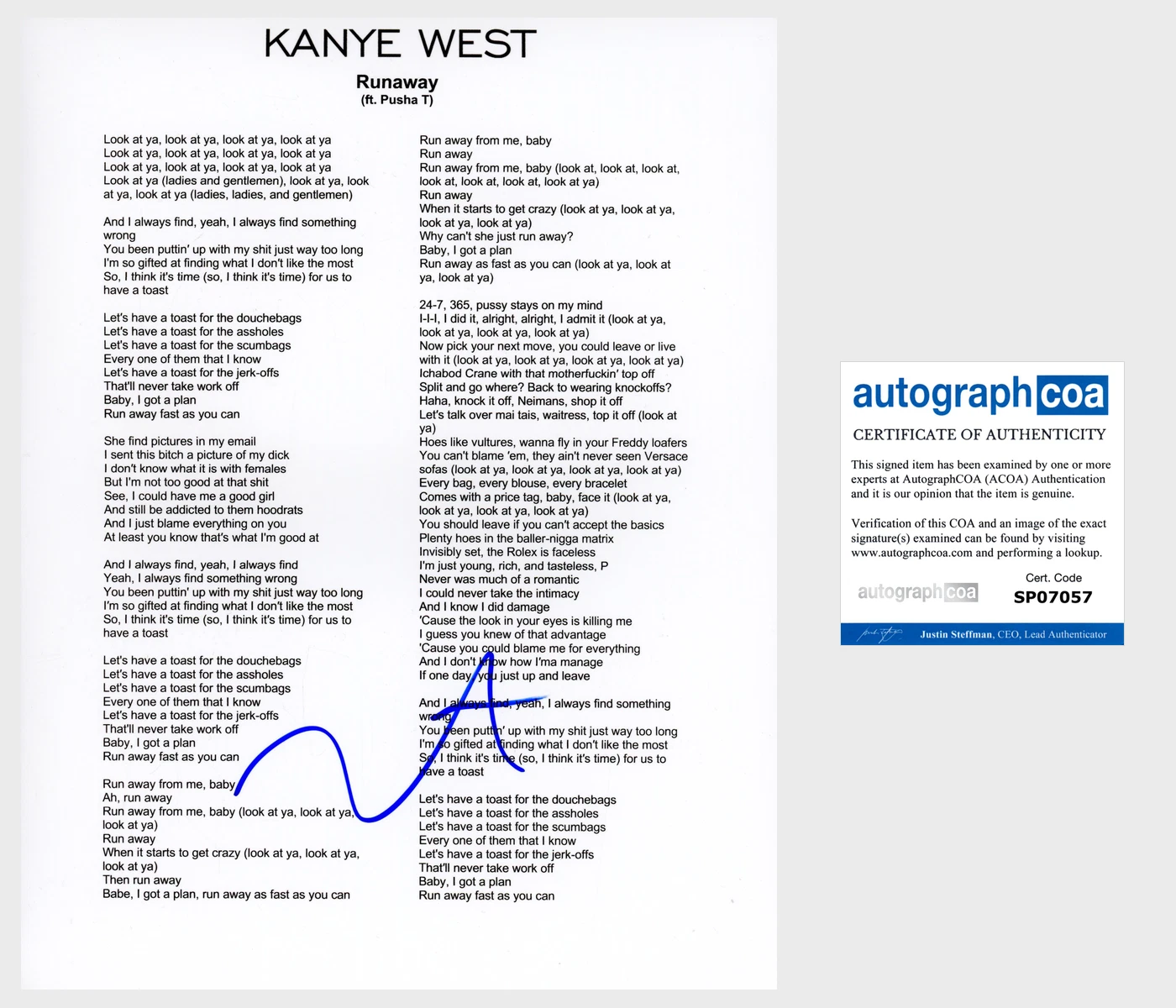 Kanye West Signed Autograph 