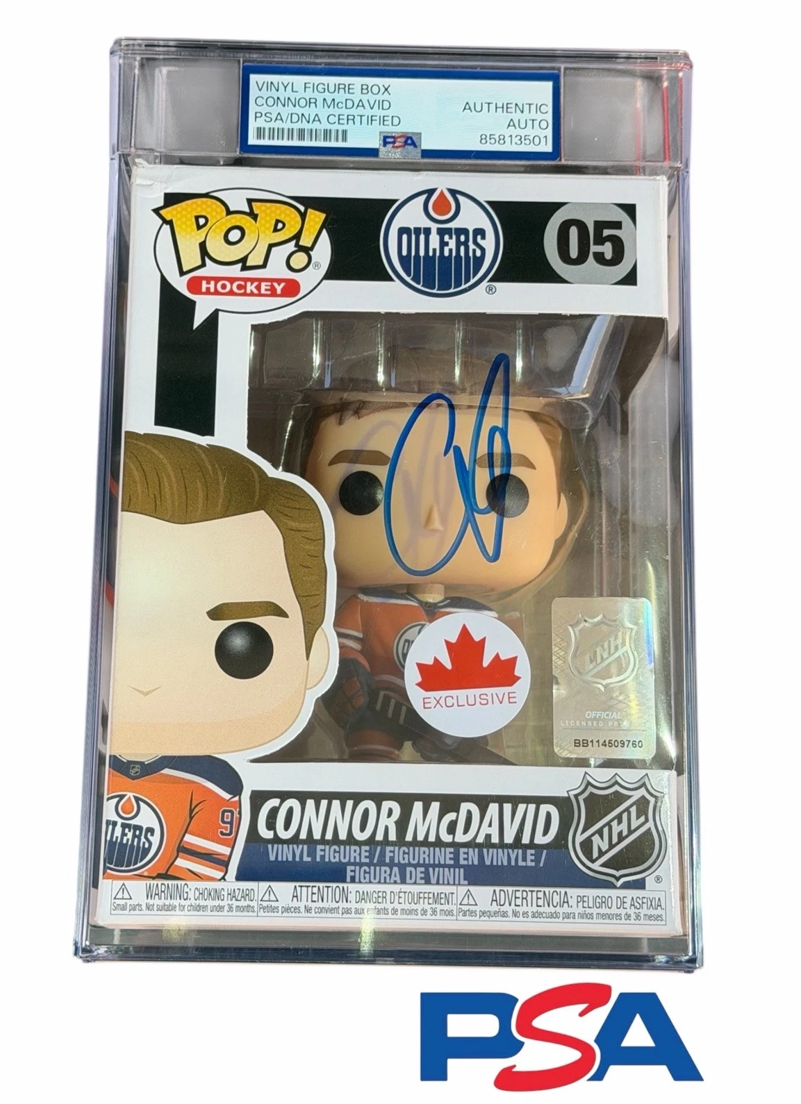 Connor McDavid Signed NHL Canada Exclusive Funko Pop #05 PSA/DNA AUTO OILERS
