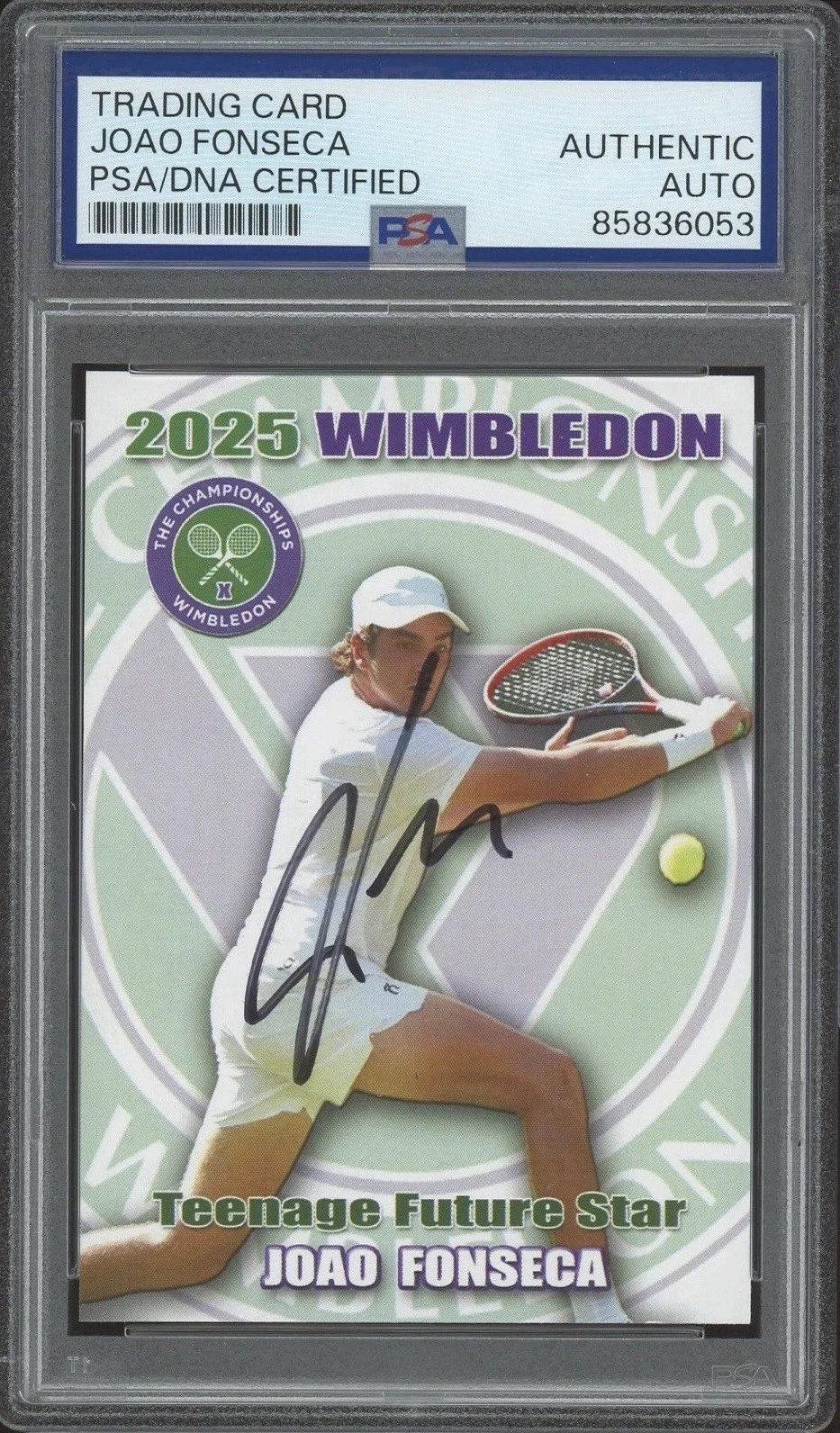 2025 Pro Net Tennis Joao Fonseca Signed Wimbledon Rookie Card /100 PSA AUTO RC