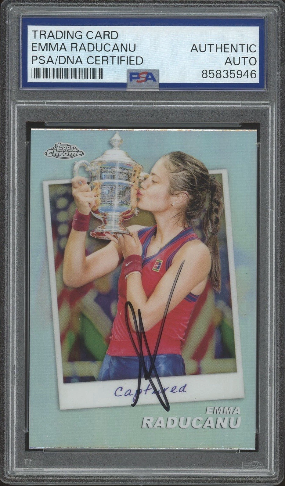 2024 Topps Chrome Tennis Emma Raducanu Captured US Open Champion PSA/DNA AUTO