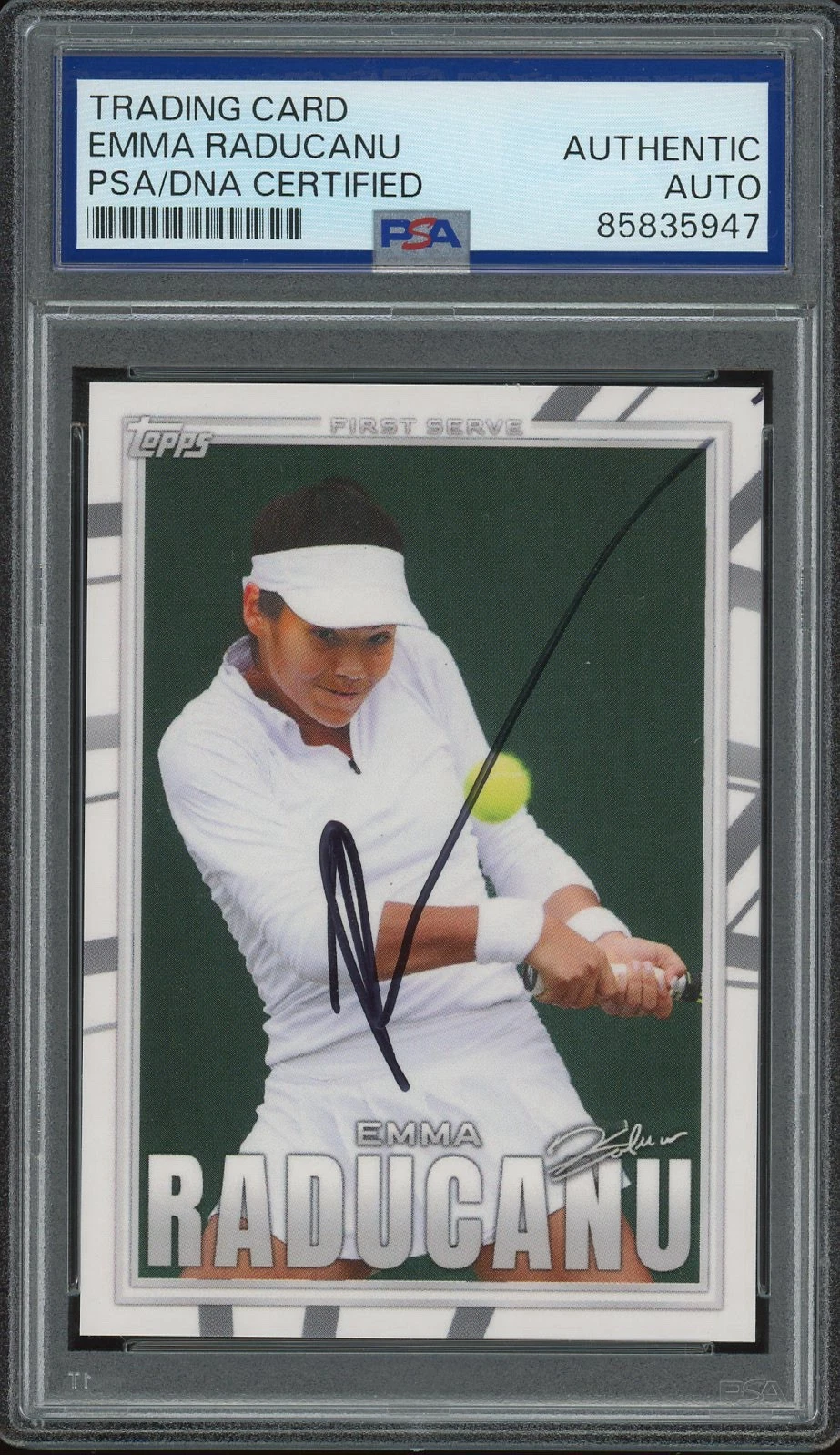2022 Topps X Emma Raducanu #7 Signed First Serve Tennis Rookie PSA/DNA AUTO RC