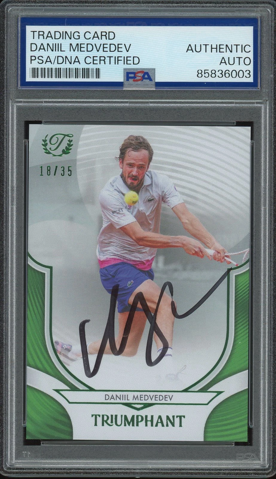 2025 Topps Triumphant Tennis #5 Daniil Medvedev Signed Green Foil /35 PSA AUTO
