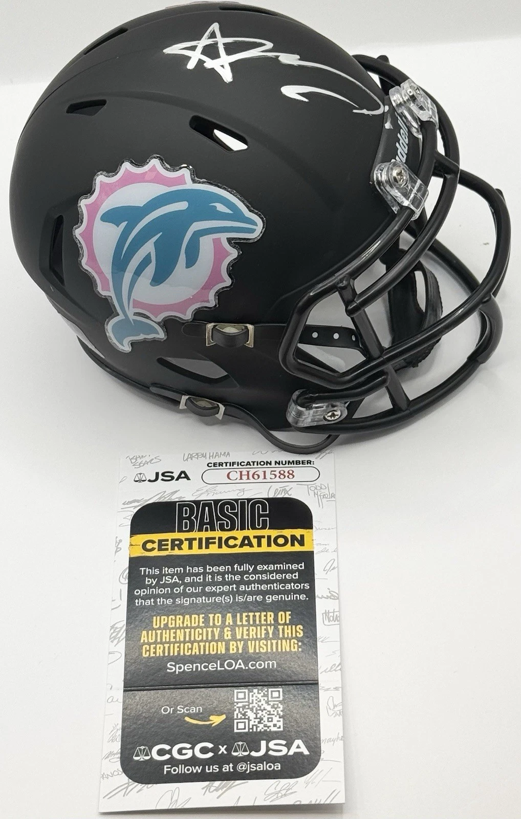 Chris Johnson Signed Autographed Miami Dolphins Mini Helmet JSA COA