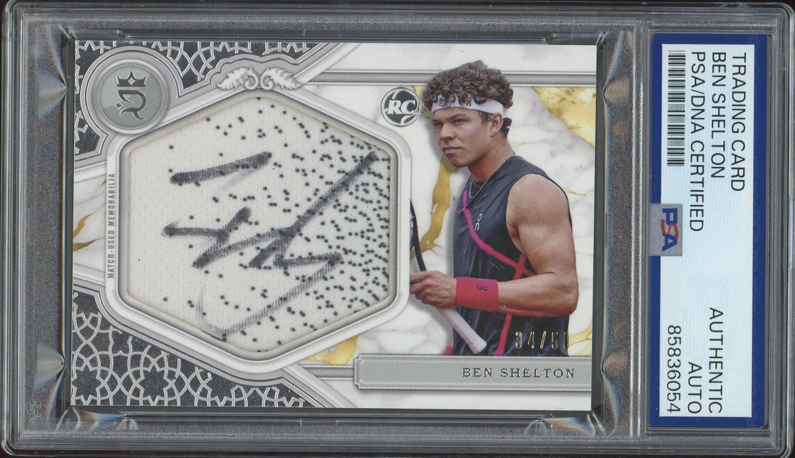 2024 Topps Royalty Tennis Ben Shelton Signed Rookie Jumbo Relic /50 PSA AUTO RC