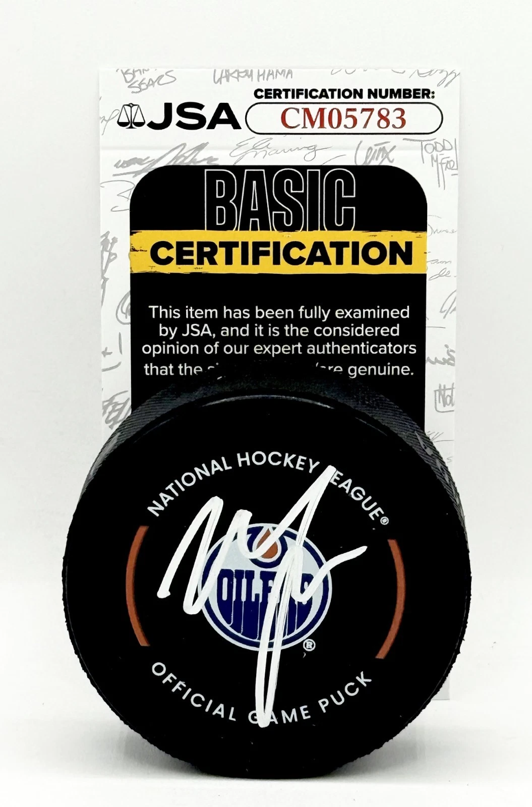 Matthew Savoie signed Edmonton Oilers Official Game Puck autographed JSA COA