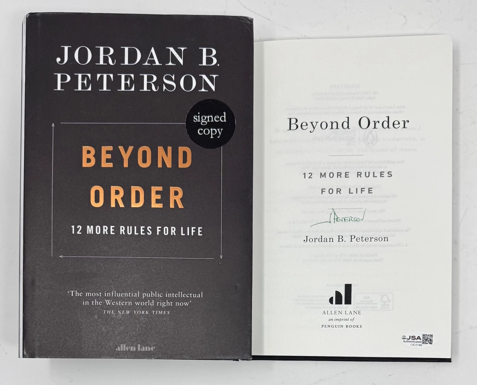 Jordan B. Peterson Signed Autograph Beyond Order Hardcover Book 1st Edition JSA