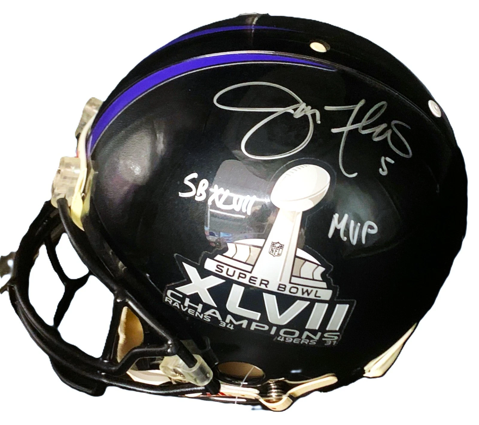 Joe Flacco Signed Ravens Full Size PROLINE Helmet SB XLVII MVP Beckett BAS