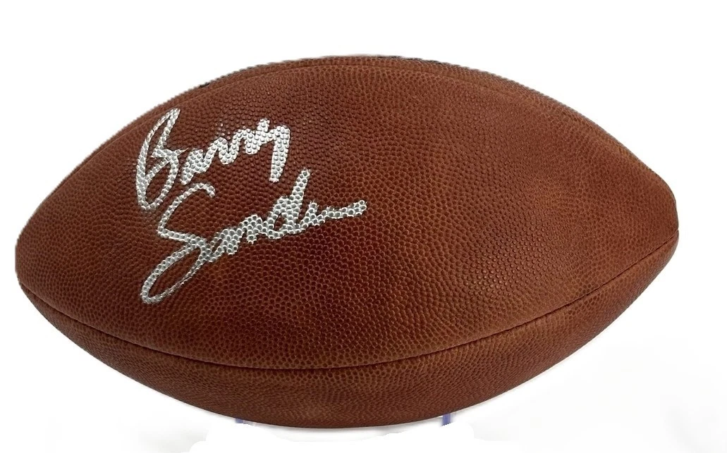 Barry Sanders Signed Leather NFL Football Lions HOF JSA