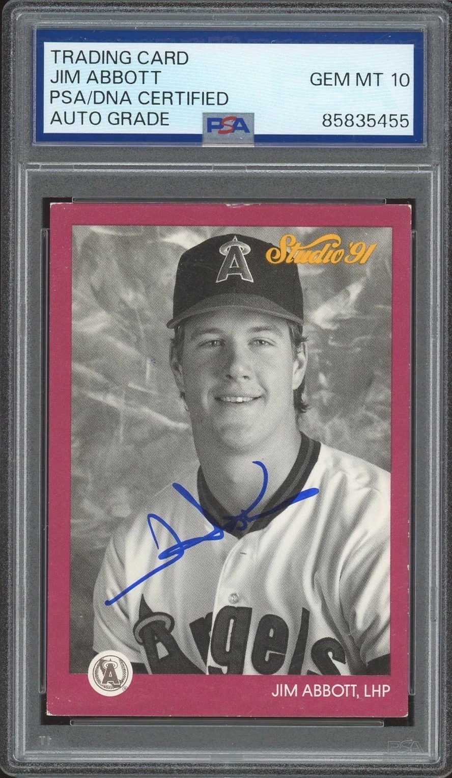1991 Studio Baseball #22 Jim Abbott Signed Card PSA 10 AUTO California Angels
