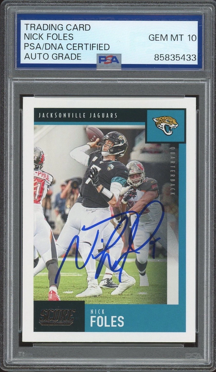 2020 Panini Score NFL #107 Nick Foles Signed Card PSA/DNA AUTO 10 Jaguars