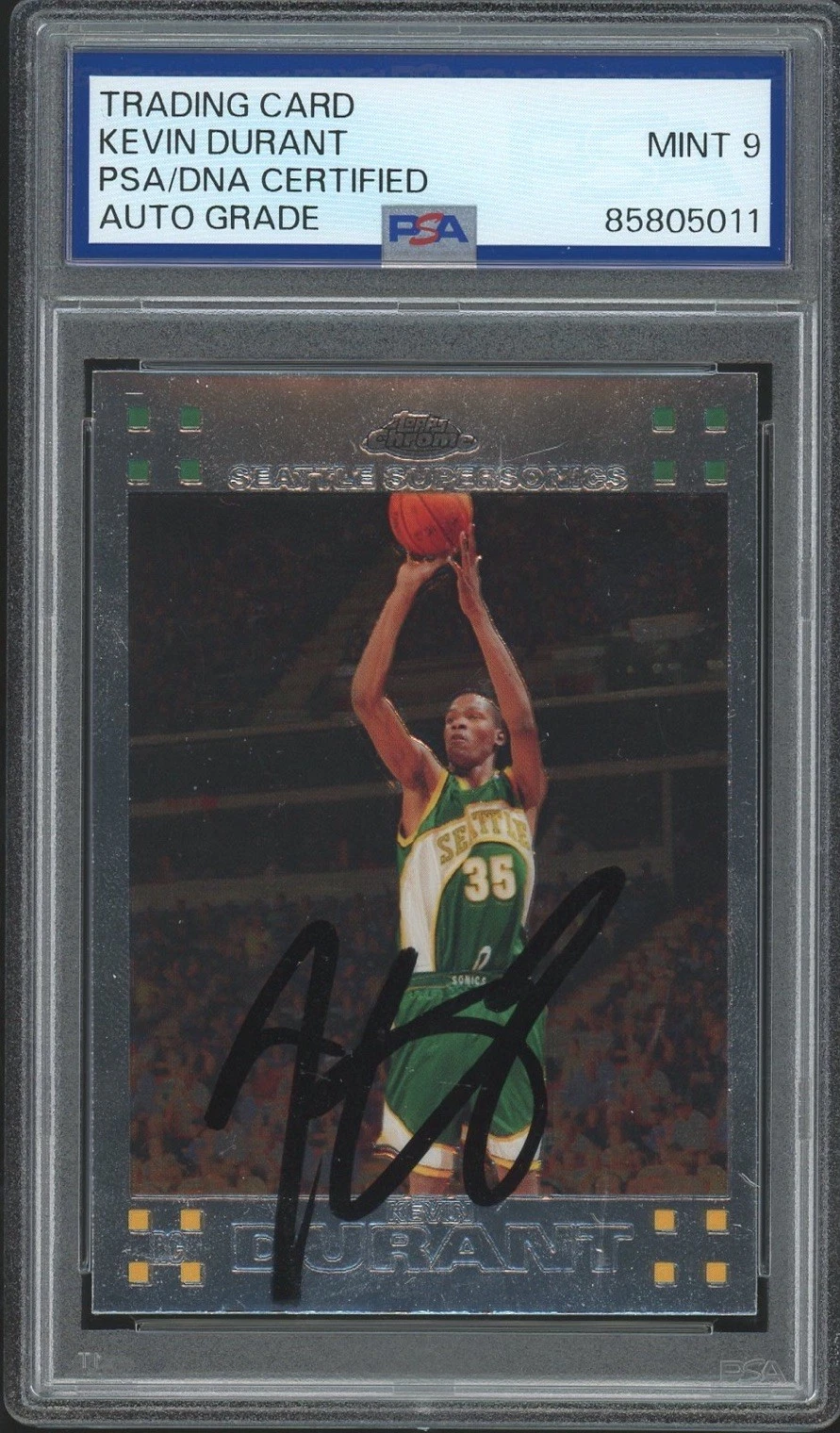 2007-08 Topps Chrome #131 Kevin Durant Signed Rookie Card PSA/DNA AUTO 9 RC