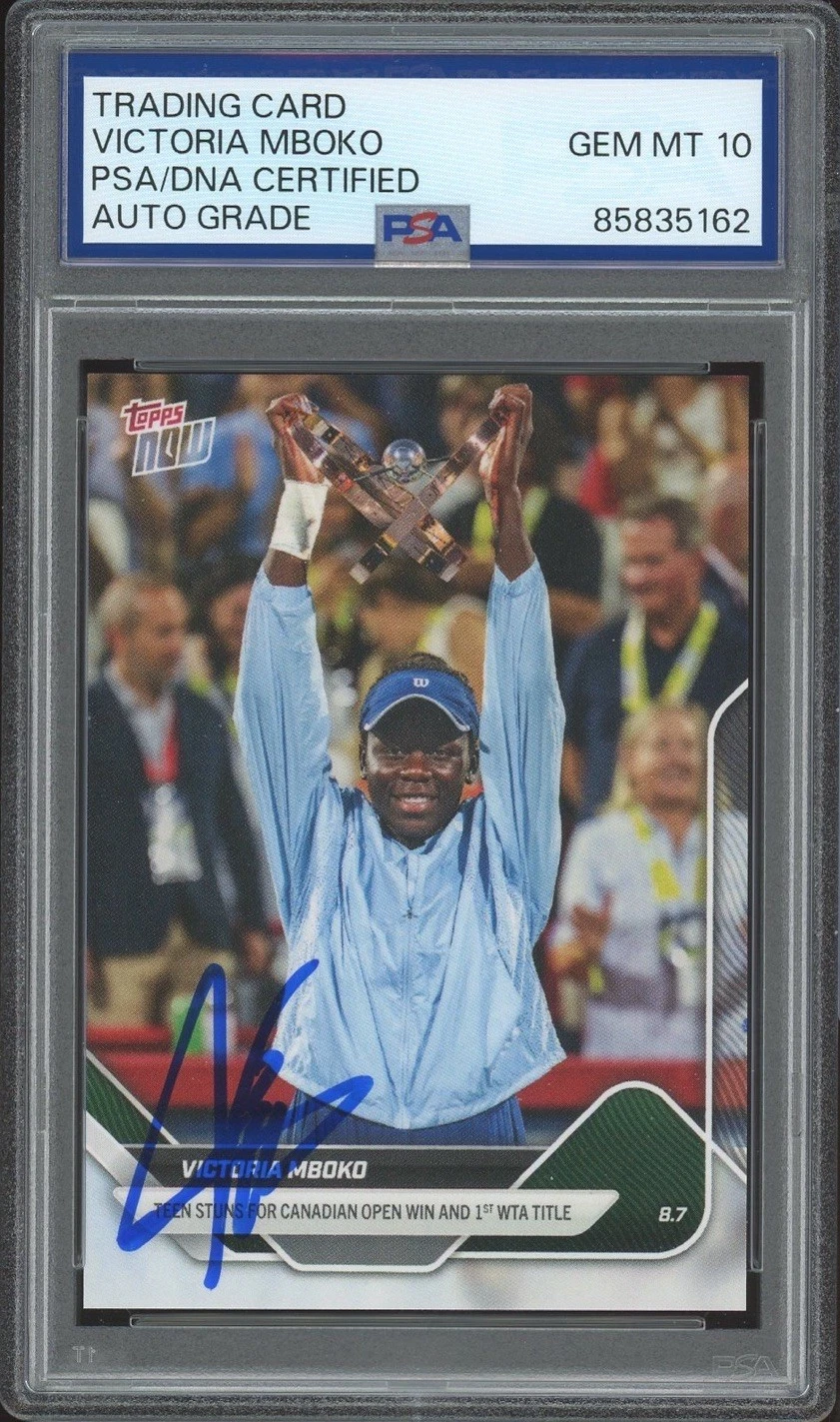 2025 Topps Now Tennis Victoria Mboko Signed 1st WTA Title Rookie PSA AUTO 10 RC